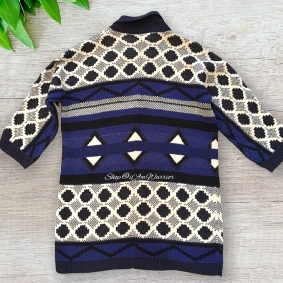 Lucky Brand geo print cotton cardigan sweater *shop@iamwarrior - Picture 7 of 11